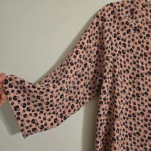 NY COLLECTION PL 3/4 SLEEVE PINK Locks Print Peasant Boho Polyester Pull-over